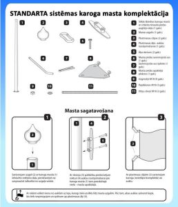 Karogu masts ar standarta pacelšanas sistēmu Latvijā